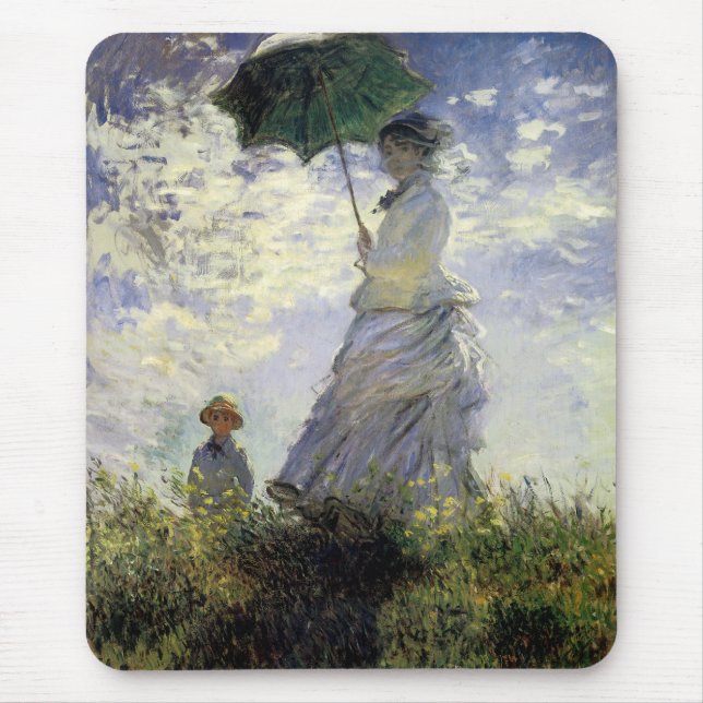 Tapis De Souris Femmes avec parasol ~ Madame Monet avec son fils (Devant)