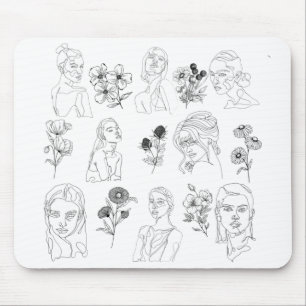 TAPIS DE SOURIS FEMMES ET FLEURS (W&B) MOUSE PAD