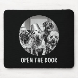 Tapis De Souris Femmes Ouvrez La Porte Chiens Zombie Drôle Hallowe