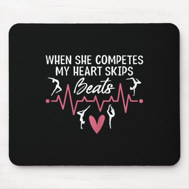 Tapis De Souris Femmes Quand Elle Compete Mon Coeur S'emballe Prou (Devant)