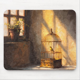 Tapis de souris Fenêtre Lumière Solaire Cage à Ois