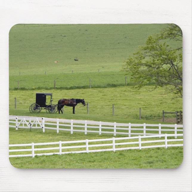 Tapis De Souris Ferme Amish avec cheval et buggy près de Berlin, (Devant)