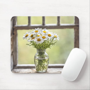 Tapis De Souris Ferme Daisy Bouquet Dans Fenêtre