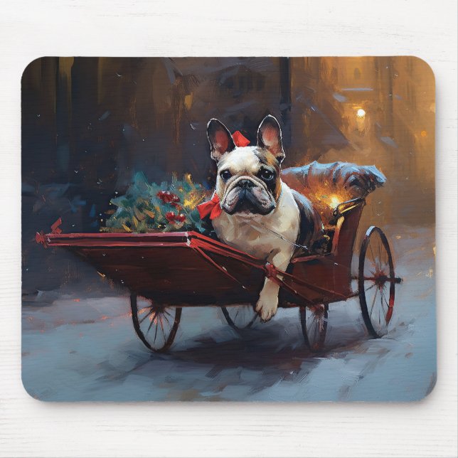 Tapis De Souris Festin de Noël de Bulldog en France (Devant)
