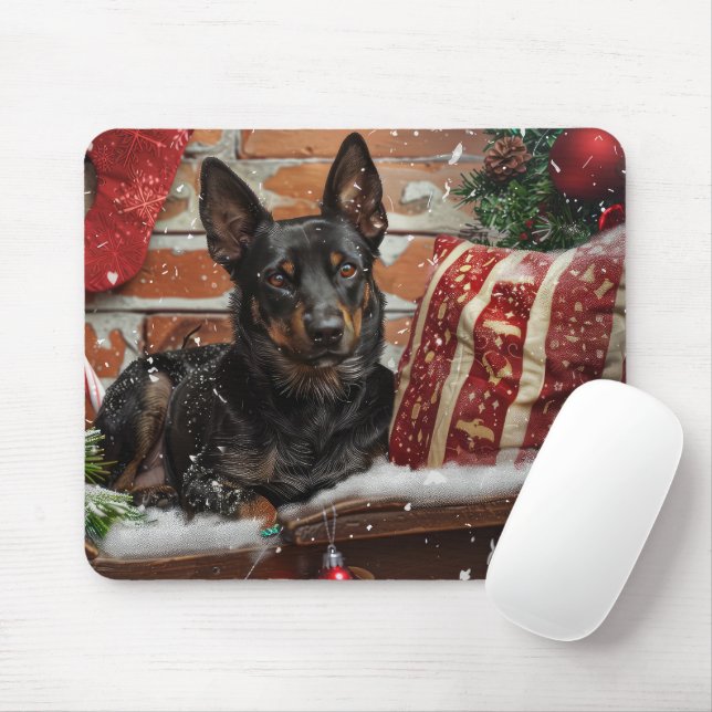 Tapis De Souris Festival de Noël des chiens Kelpie australiens (Avec souris)