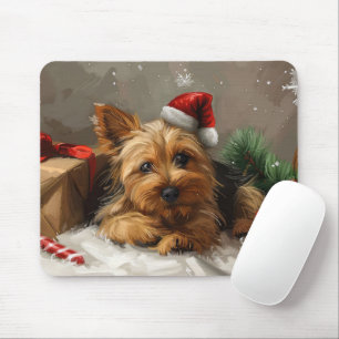 Tapis De Souris Festival de Noël du chien Terrier australien