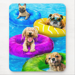 Tapis De Souris Fête au bassin pour chiens