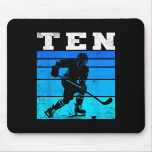 Tapis De Souris Fête d'anniversaire de 10 ans garçons hockey sur g