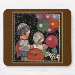 Tapis De Souris Fête d'anniversaire d'enfants vintage, ballons et 