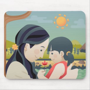 Tapis De Souris Fête de la mère et de l'enfant   Panier de souris