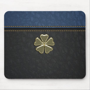 Tapis De Souris Fête de la Saint-Patrick Shamrock, Cuir Noir Bleu