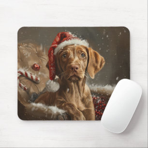 Tapis De Souris Fête de Noël de Chien Vizsla