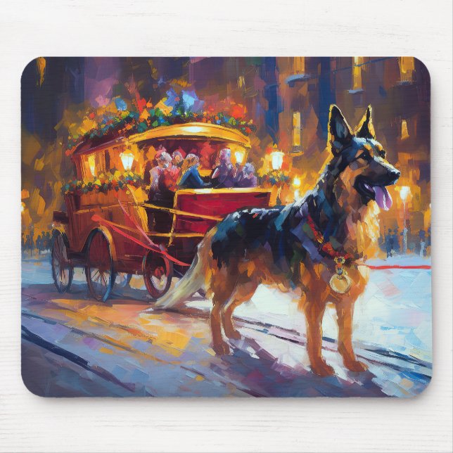Tapis De Souris Fête de Noël des bergers allemands (Devant)