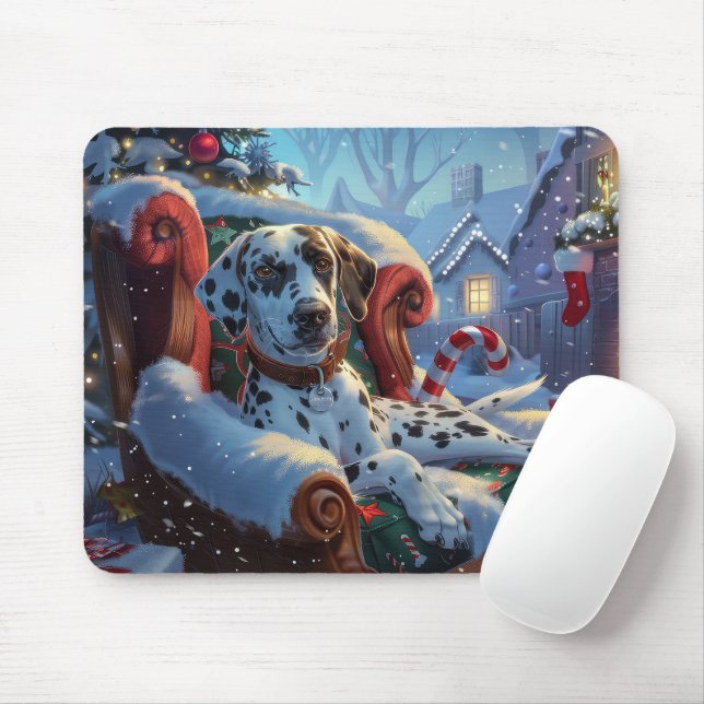 Tapis De Souris Fête de Noël des Chiens de Dalmatie (Avec souris)