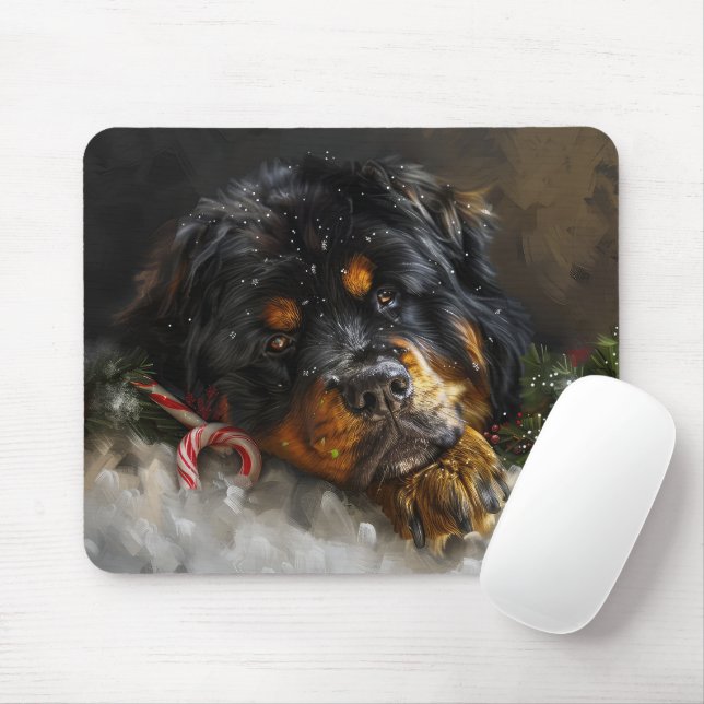 Tapis De Souris Fête de Noël du chien Mastiff Tibétain (Avec souris)