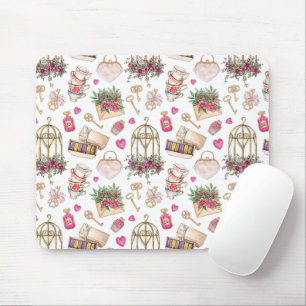 Tapis De Souris Fête de thé blanc et blanc moderne
