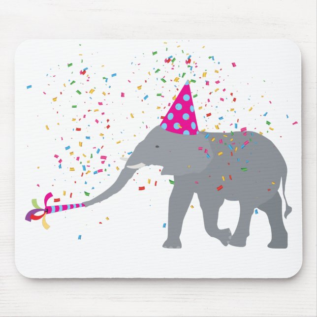Tapis De Souris Fête des éléphants - Animaux ayant une fête (Devant)