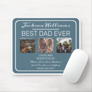 Tapis De Souris Fête des pères Meilleur papa Jamais Bleu Trois Pho