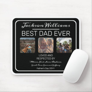 Tapis De Souris fête des pères Meilleur papa Jamais Noir Trois P