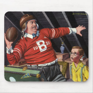 Tapis De Souris Fête des Pères vintage, papa et fils football