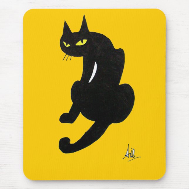 TAPIS DE SOURIS FÊTE D'HALLOWEEN CHAT NOIR (Devant)