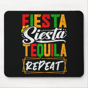 Tapis De Souris Fête Sieste Tequila Répéter Mexique Mexicain Cinco