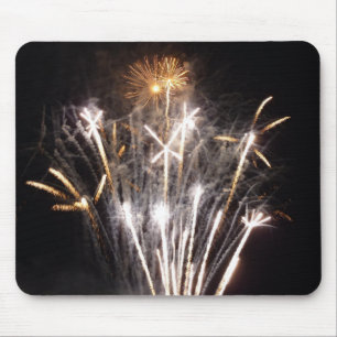 Tapis De Souris Feu d'artifice blanc et or II Fête patriotique