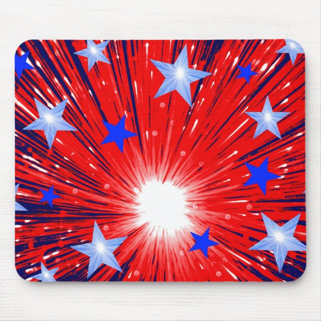 Tapis De Souris Feu d'artifice Rouge Blanc bleu mousepac (Devant)