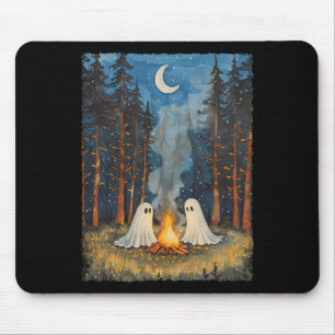 Tapis De Souris Feu de camp fantôme Camping amateur forêt gothique