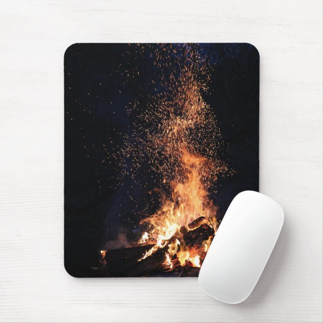 Tapis De Souris Feu de joie à la nuit au camp (Avec souris)