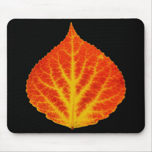 Tapis De Souris Feuille d'Aspen rouge et jaune #10