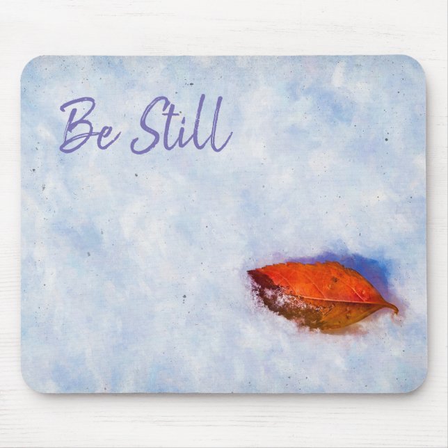 Tapis De Souris Feuille rouge dans l'art photographique hivernal (Devant)