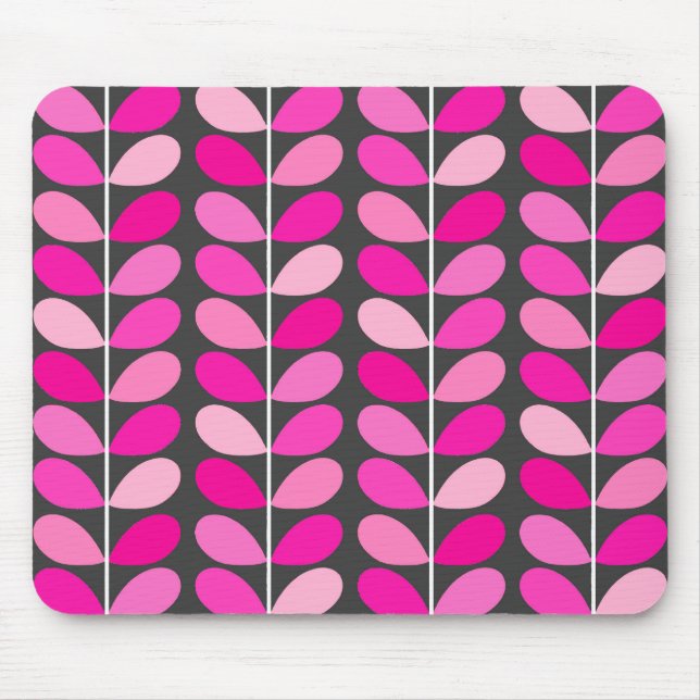 Tapis De Souris Feuilles danois du milieu du siècle, Fuchsia rose  (Devant)
