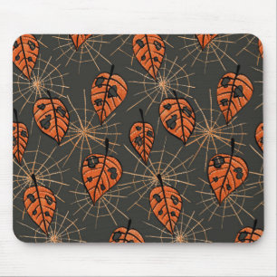 Tapis De Souris Feuilles d'automne d'Halloween et toiles d'araigné