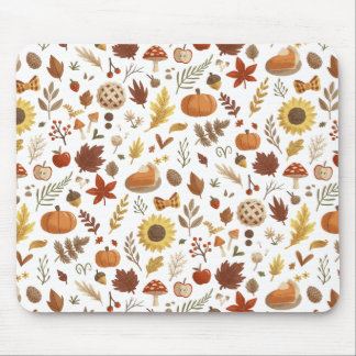 Tapis De Souris Feuilles d'automne et Citrouilles en Thanksgiving 