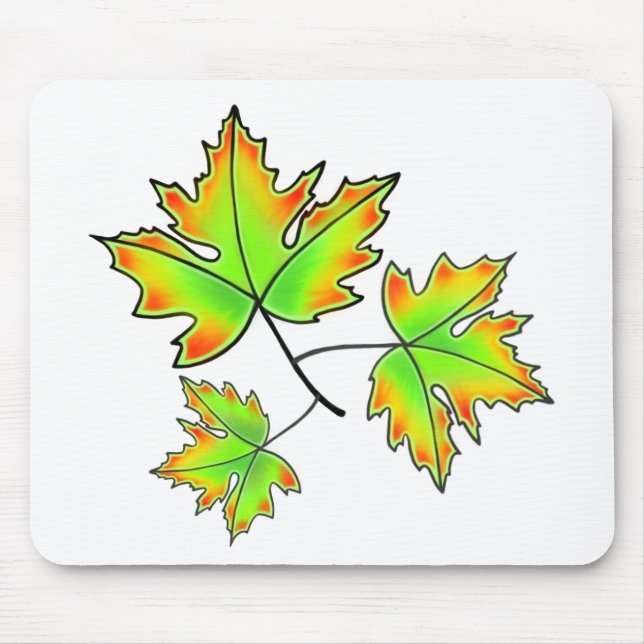 Tapis De Souris Feuilles d'automne rouge vert orange feuilles (Devant)