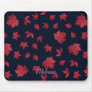 Tapis De Souris Feuilles d'automne rouges élégantes sur personnali