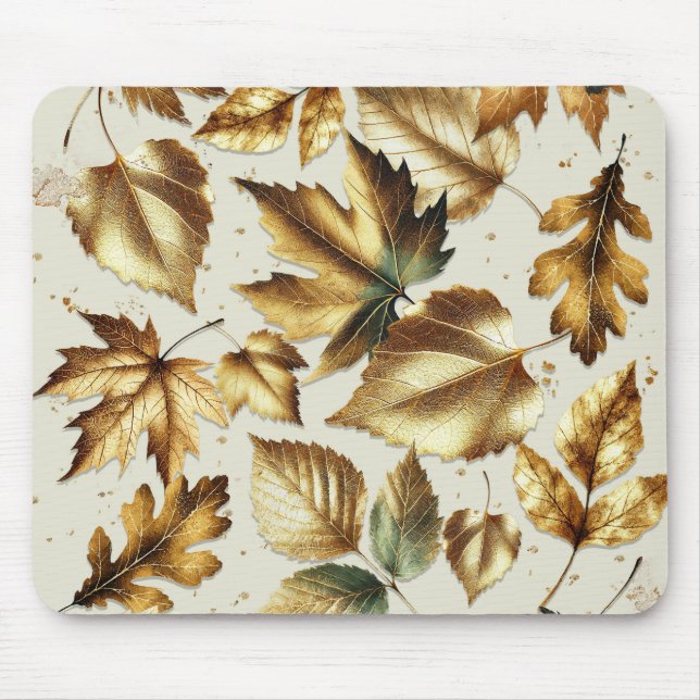 Tapis De Souris Feuilles de bronze doré Abricot beige glamour auto (Devant)