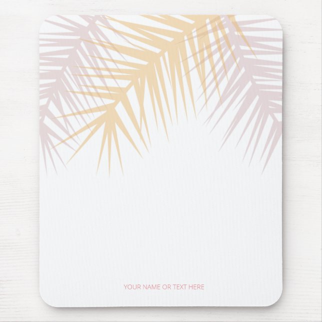 Tapis De Souris feuilles de palmiers rosés tropicaux modernes (Devant)