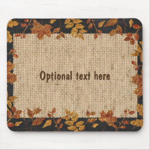 Tapis De Souris Feuilles de ton doré automne toile de jute rustiqu