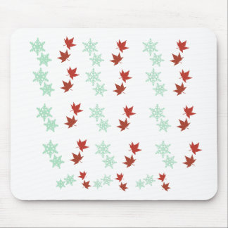 Tapis De Souris Feuilles d'érable rouges et flocons de neige à la