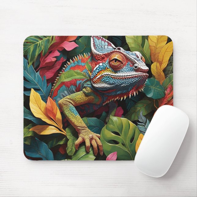 Tapis De Souris Feuilles Lizard et couleur (Avec souris)