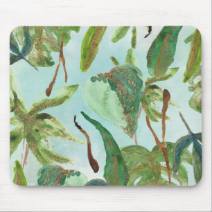 Tapis De Souris Feuilles Vertes Tropical Gold