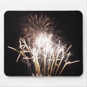Tapis De Souris Feux d'artifice blancs et or I Célébration patriot
