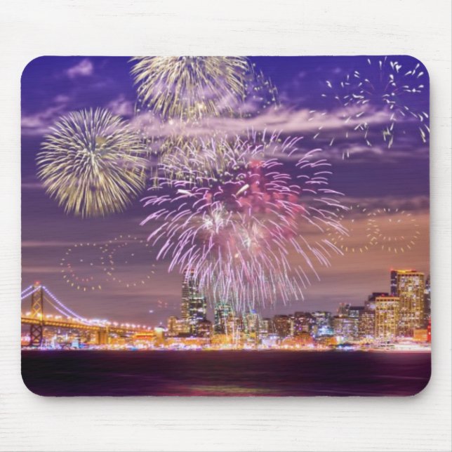 Tapis De Souris Feux d'artifice de nouvelle année de San Francisco (Devant)