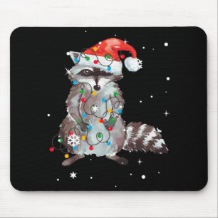 Tapis De Souris Feux de Noël Raccoon Pajama Racoon Lover