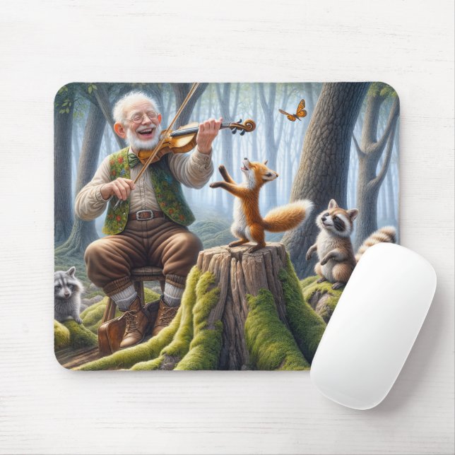 Tapis De Souris Fiddler In a Forest With Wildlife (Avec souris)