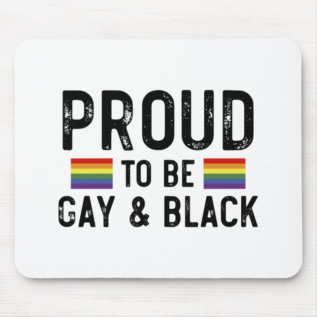 Tapis De Souris Fier D'Être Gay Et Noir (Devant)