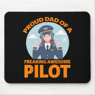 Tapis De Souris Fier Papa D'Un Pilote Fou Et Génial