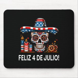 Tapis De Souris Fière Mexicaine Latine Feliz 4 De Julio Drapeau Us